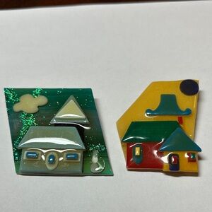 Colorful House Design Brooch Set